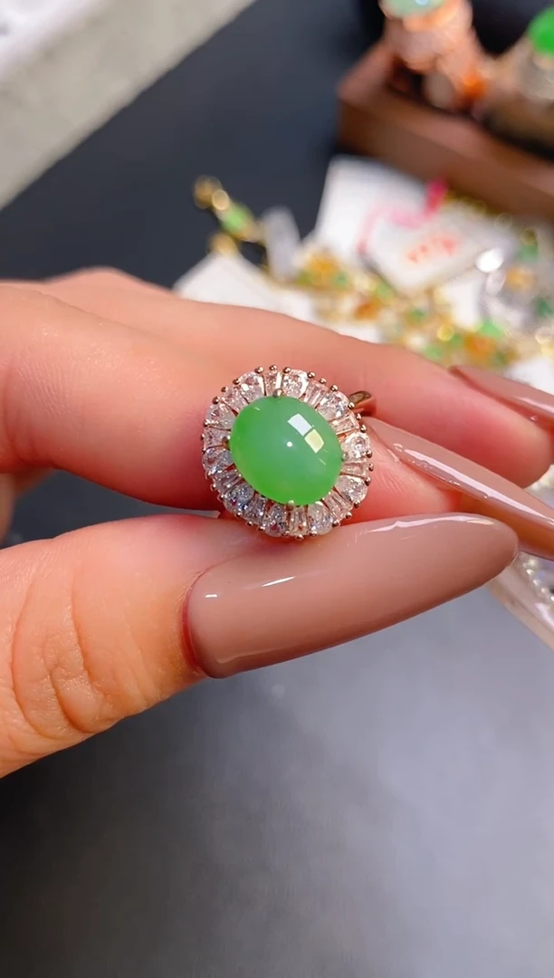 银S925镶嵌戒指翡翠天然