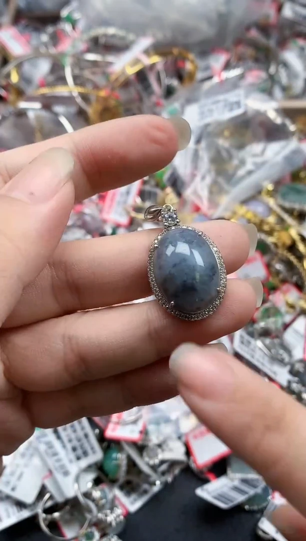 银S925镶嵌戒指翡翠天然A货缅甸翡翠