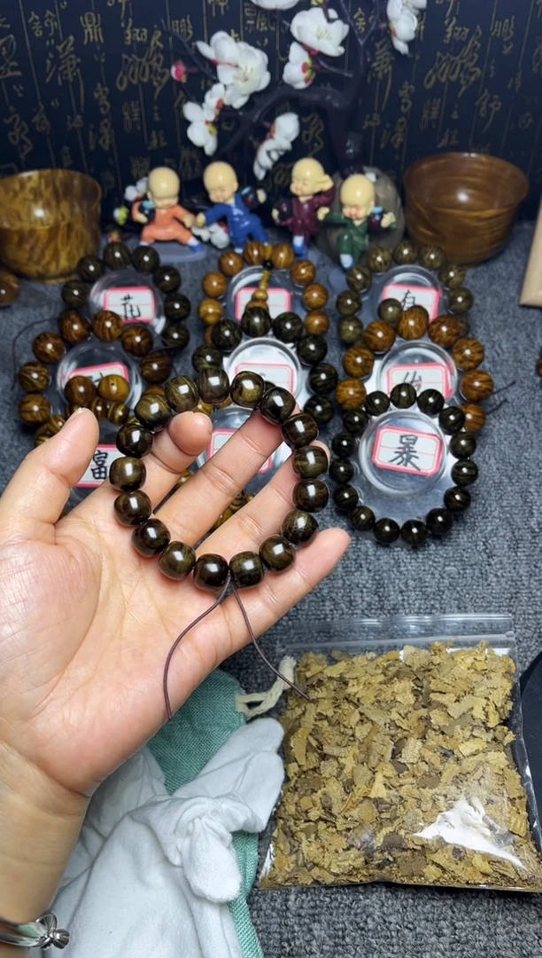 阴沉木手串/手链越**K11/12桶珠碳化44