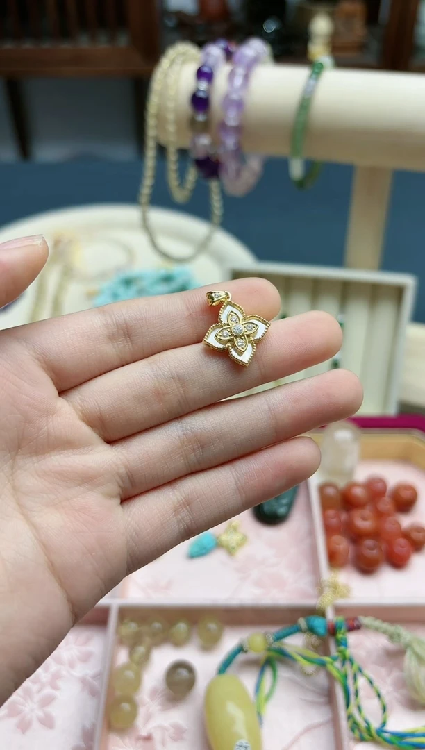 【闪购商品】贝壳（贝母）吊坠18K金镶嵌18k金贝母吊坠*1 MY赠链