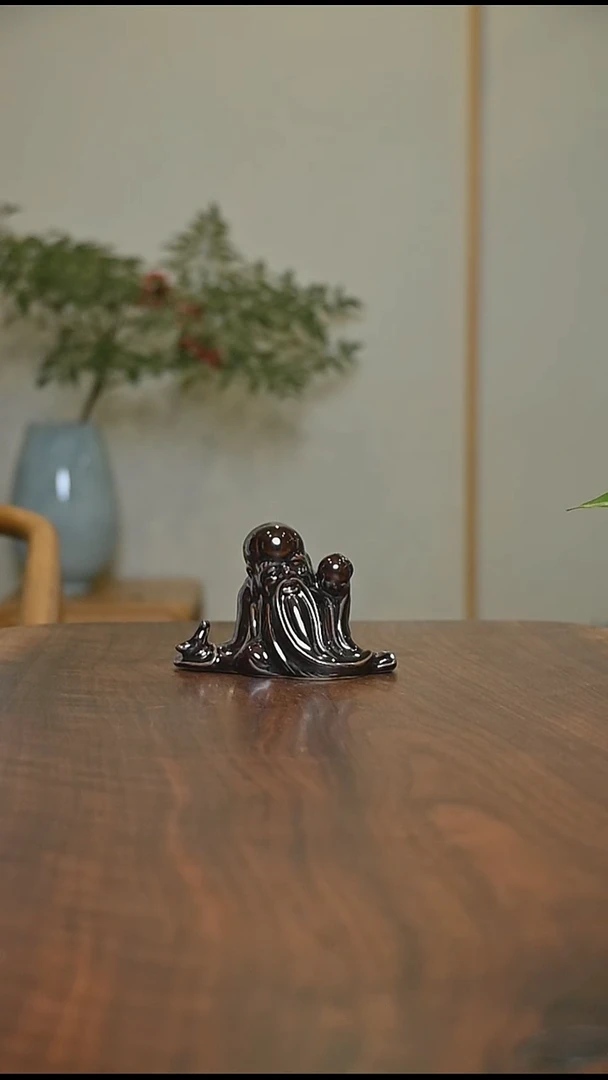 寿星 矿石釉 微瑕 无款