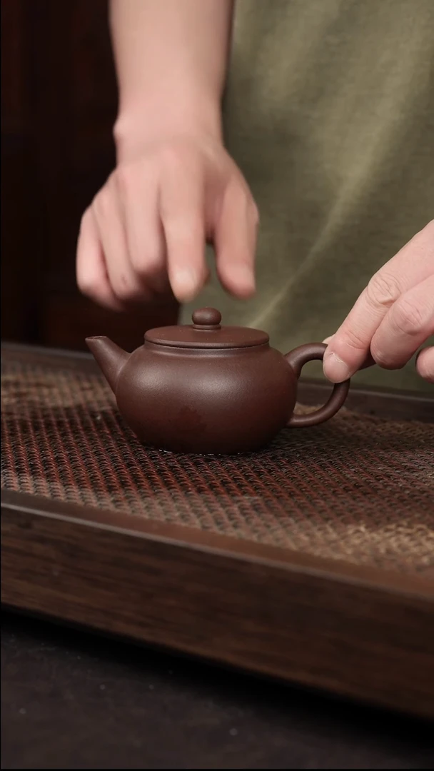 茶杯紫砂紫泥平盖水平