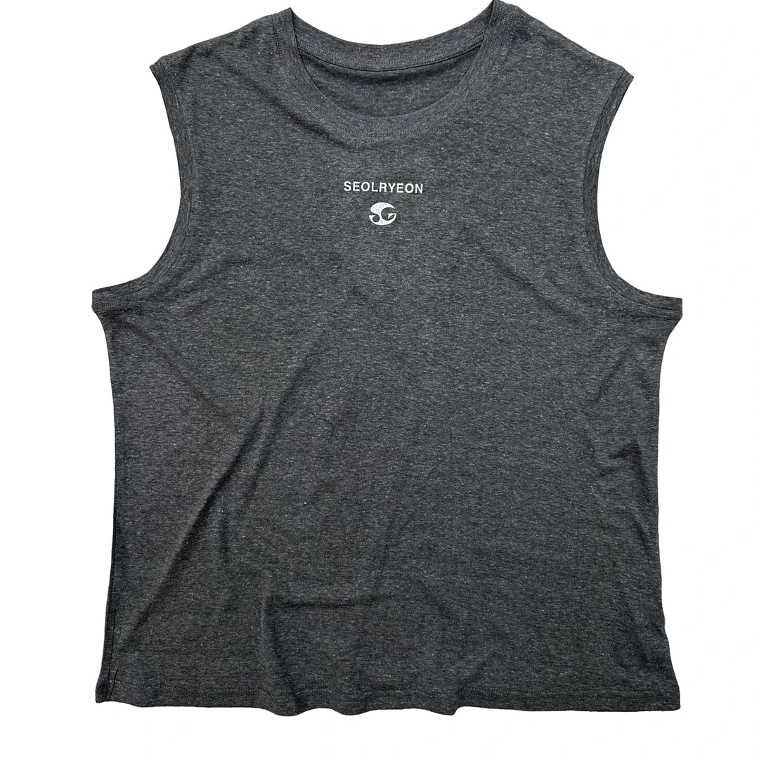 sugiseolryeon（闪标字母）背心汉麻天丝混纺夏季透气速干