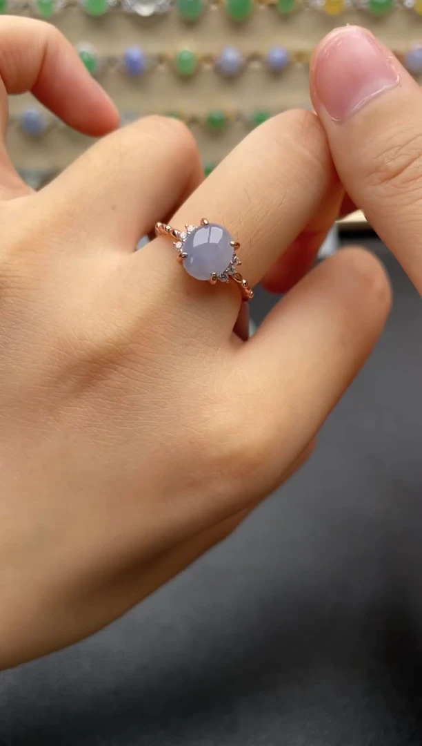 银S925镶嵌戒指翡翠一物一证一礼盒