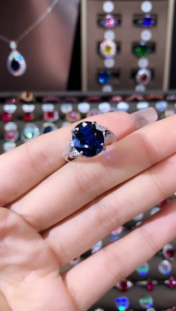 无925银皇家蓝色戒指