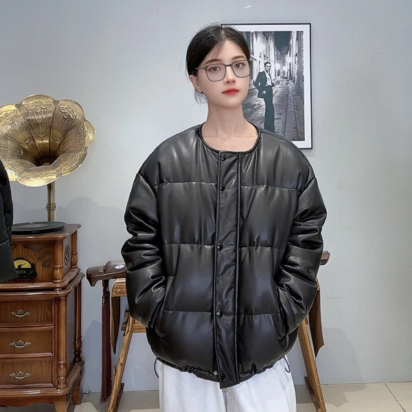 【66359】时尚圈名媛小香圆领黑色百搭冬季女士加厚外套