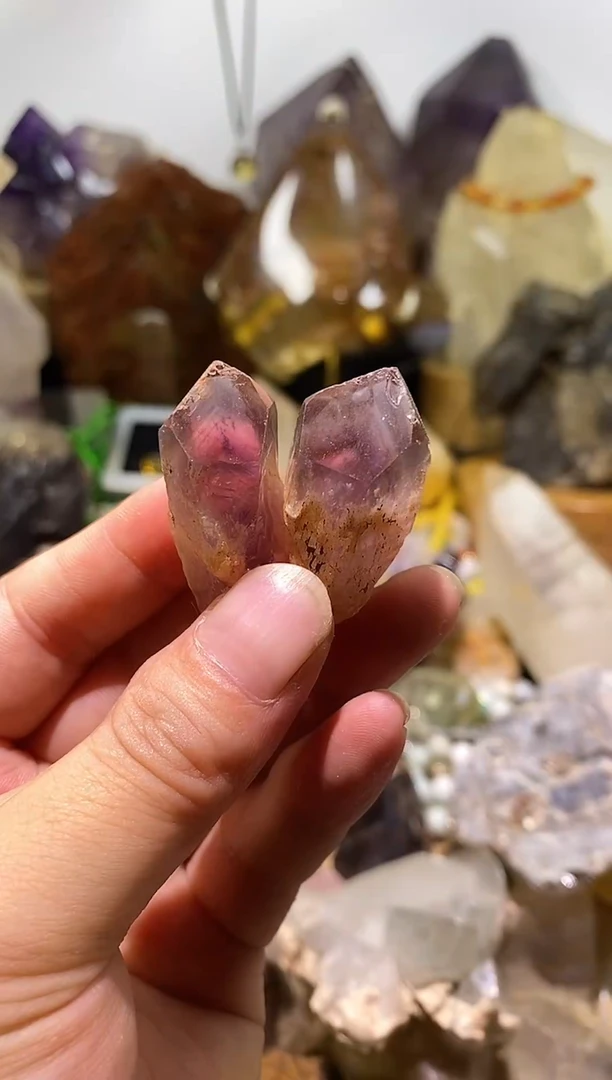 水晶珠宝半成品未镶嵌夏**气紫骸骨+千层隐山