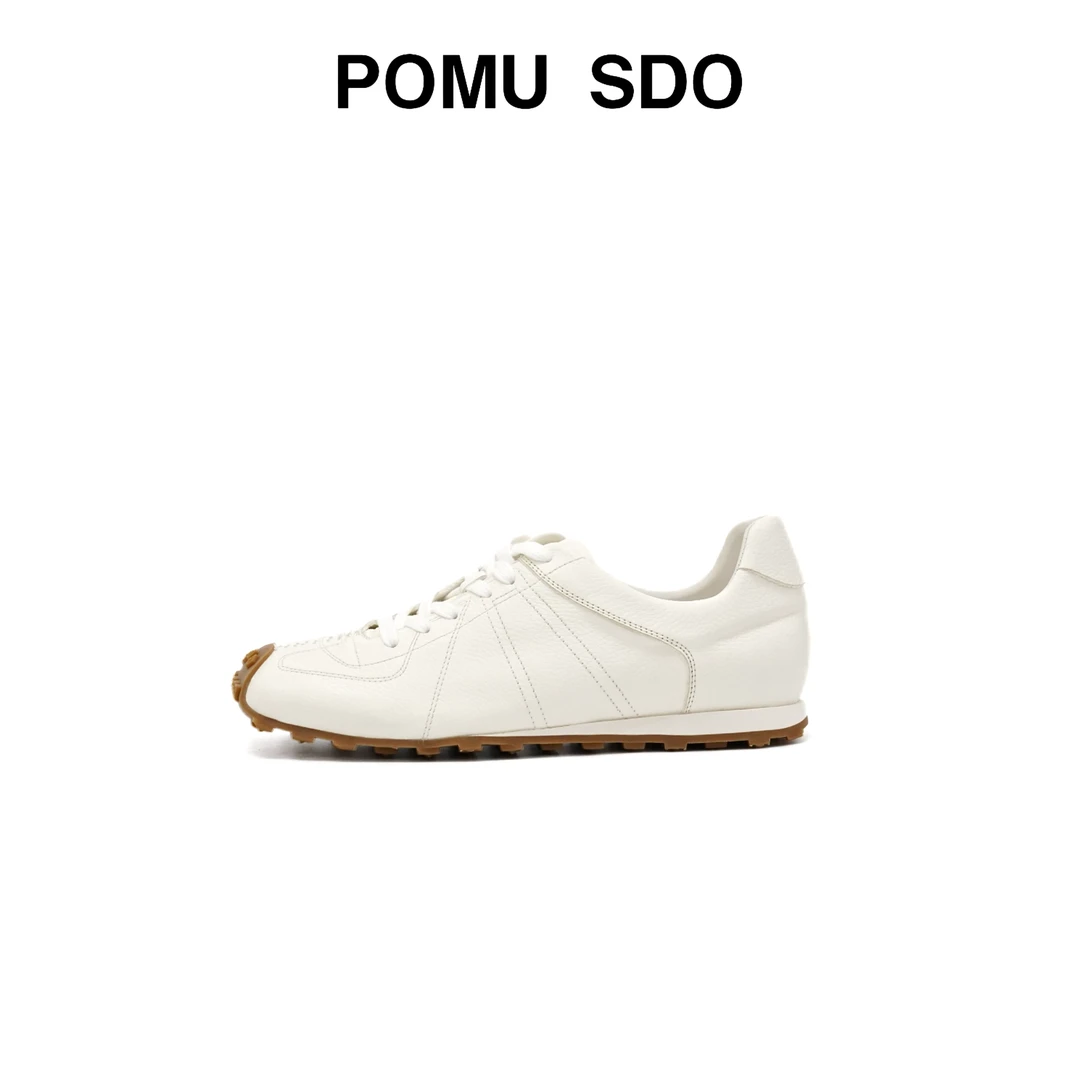 POMU SDO 25年新款复古薄底方头百搭德训鞋休闲小白鞋