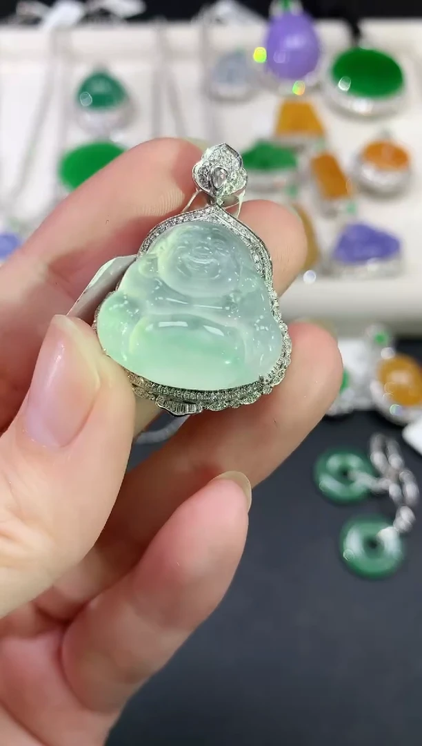 吊坠(不含链)18K金镶嵌翡翠佛公|9800