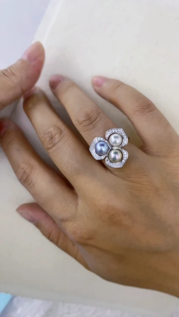 海水珍珠戒指银S925镶嵌戒指6