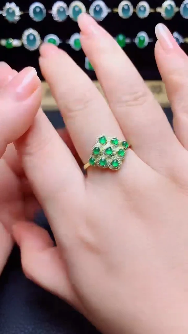 翡翠戒指银S925镶嵌天然翡翠A货s925银镶