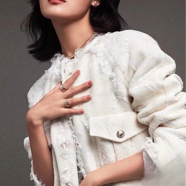 99新 Chanel/香奈儿 20K马术白色飞马蕾丝外套 34码辛芷蕾同款