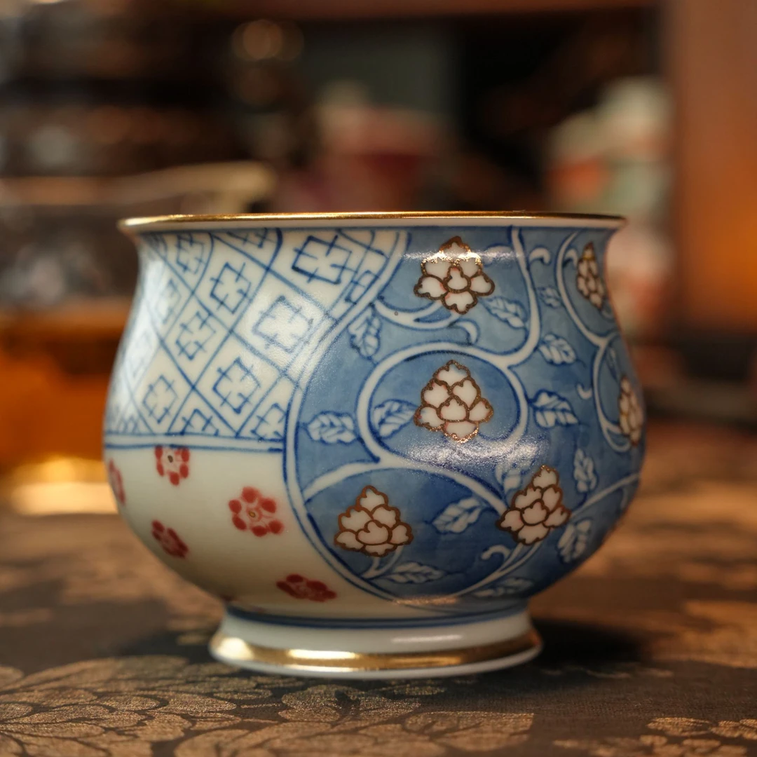 描金开窗梅花主人杯「雨溪山房」110cc景德镇手工手绘