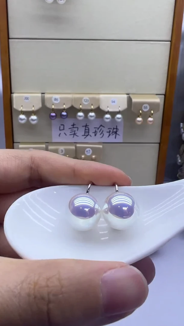 银S925镶嵌耳饰淡水珍珠295