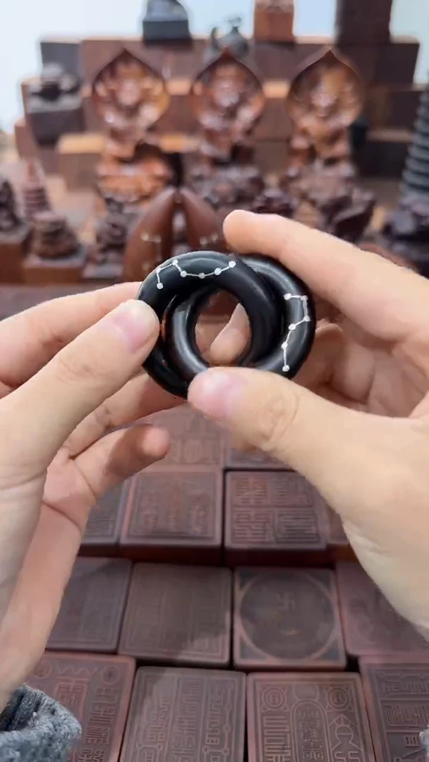 枣木玉化镶银六七星内径2.5小乾坤圈