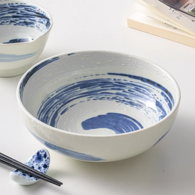 【达人专享】小鹿田烧日本进口大钵盛汤装菜釉下彩工艺粉吹清流