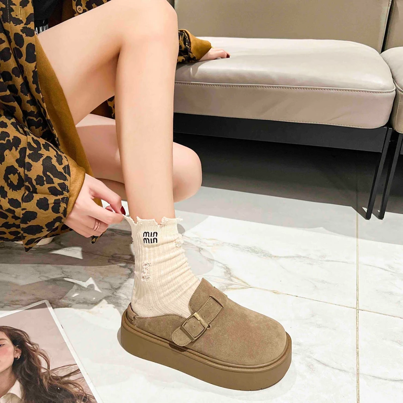 【雪菲】拖鞋秋冬新款百搭舒适包头拖24361