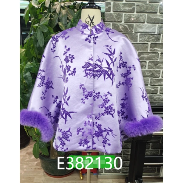 【锦系】E382130漳绒新中式桑蚕丝立领直襟加棉斗篷-ZRD4166778