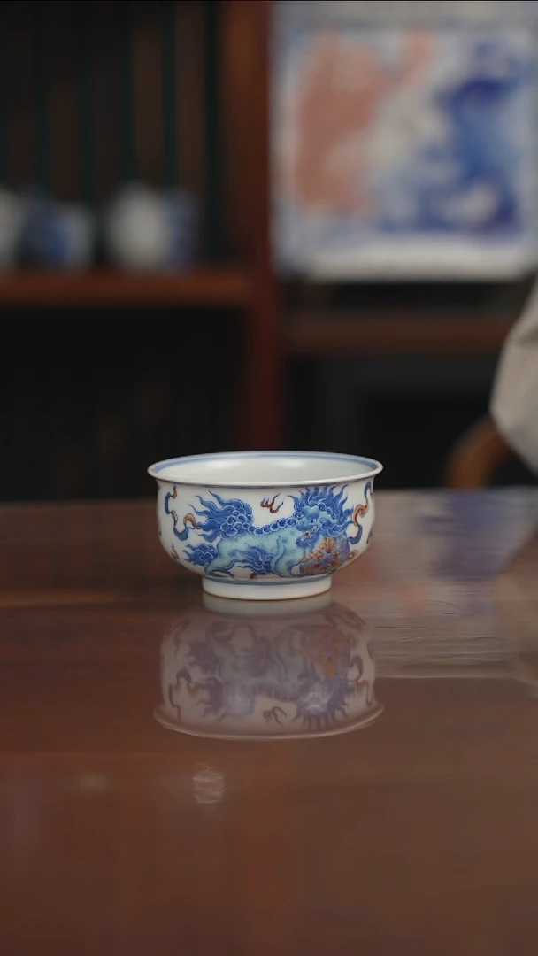 空山明月 新斗彩 双狮