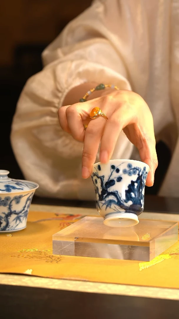 LXT雨后 湛蓝系列 松竹梅 折腰杯