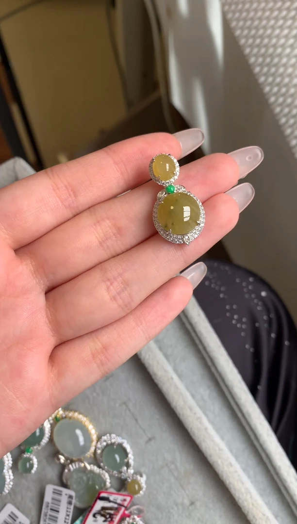 银S925镶嵌戒指翡翠吊坠22