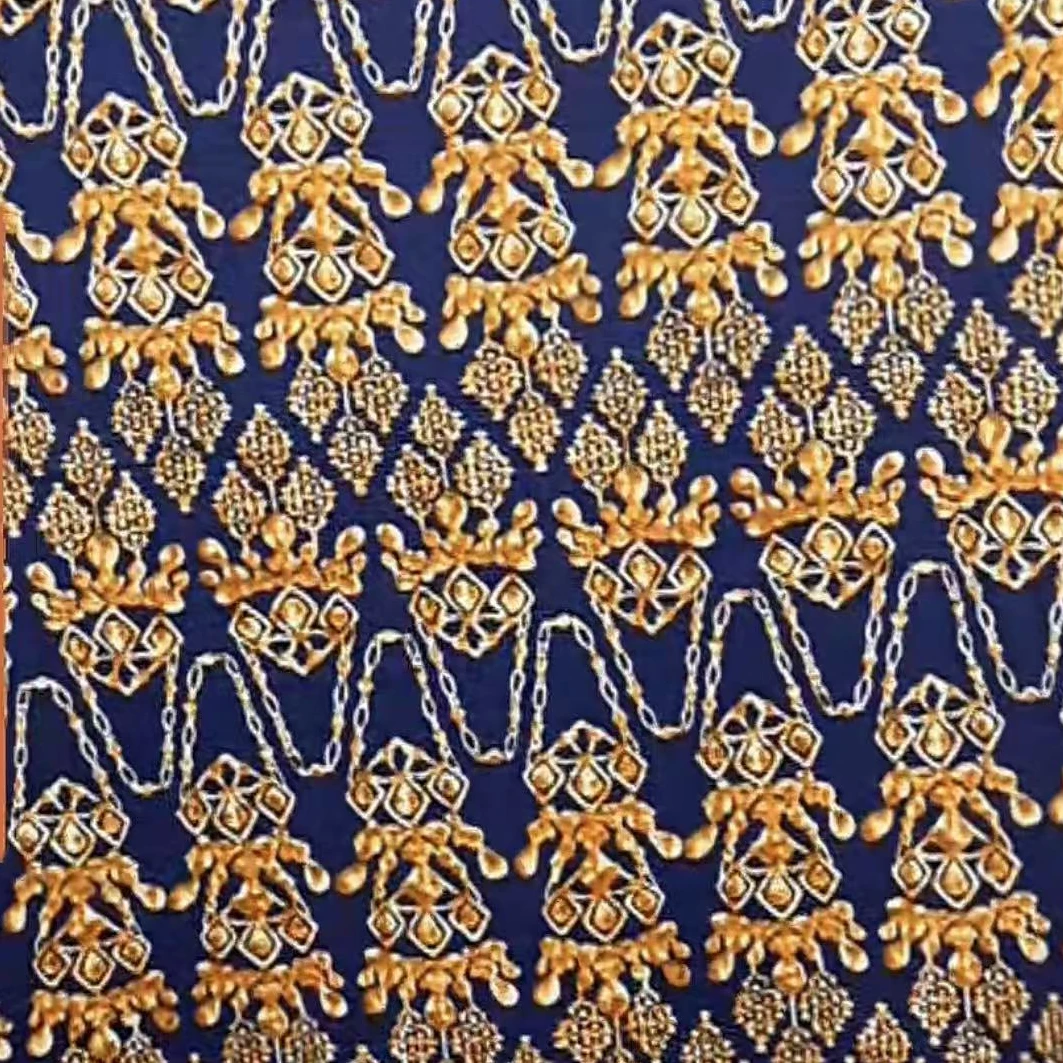 蓝底民族风弹力针织秋冬季面料（不支持7天无理由）