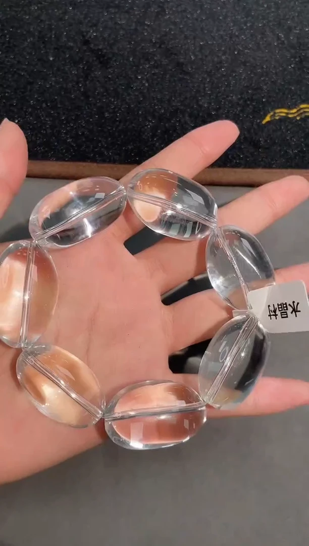 水晶手链未镶嵌2号利姆利亚白水晶超大糖豆单圈