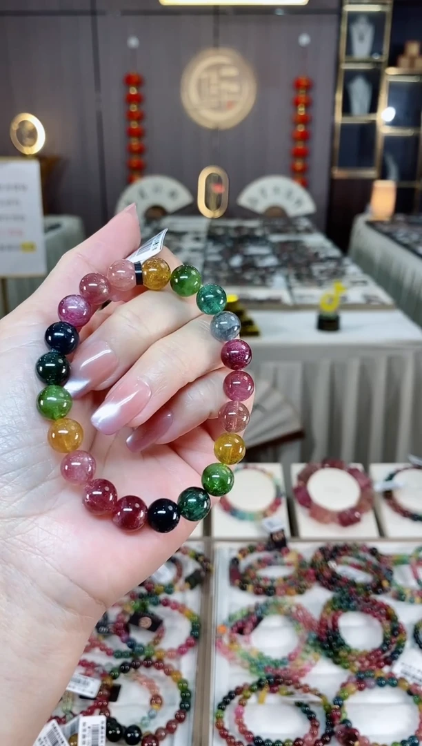 未镶嵌老矿碧玺冰体单圈手串9mm+碧玺hon多样性发货一条