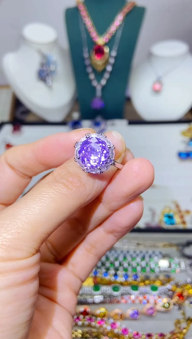 银S925镶嵌戒指烟晶64