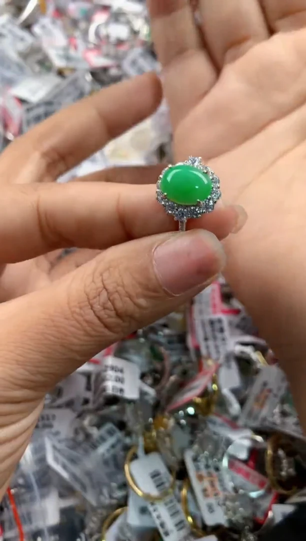 银S925镶嵌戒指翡翠12    8