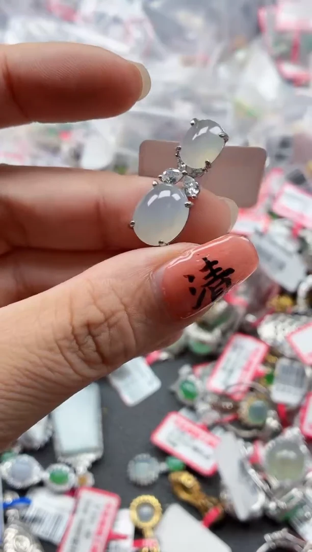 银S925镶嵌戒指翡翠天然A货缅甸翡翠