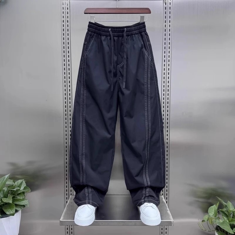 仓石一树轻奢2025新款大码垂感休闲裤男设计感痞帅宽松直筒弯刀裤