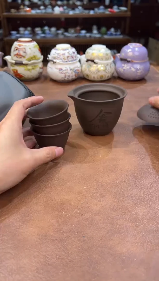 真的很便宜超好看会开片的旅行茶具