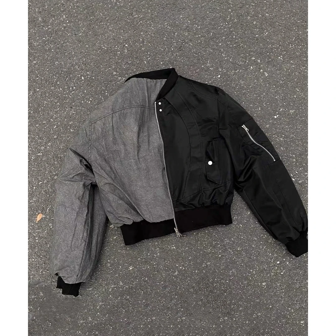 霜冻bomber外套男女春季新款短宽版双面穿小众设计休闲棒球领夹克