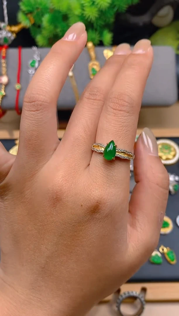 银S925镶嵌戒指翡翠葫芦戒指