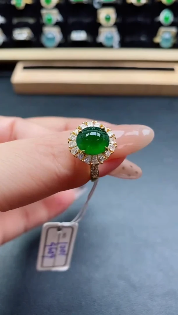 银S925镶嵌戒指翡翠1