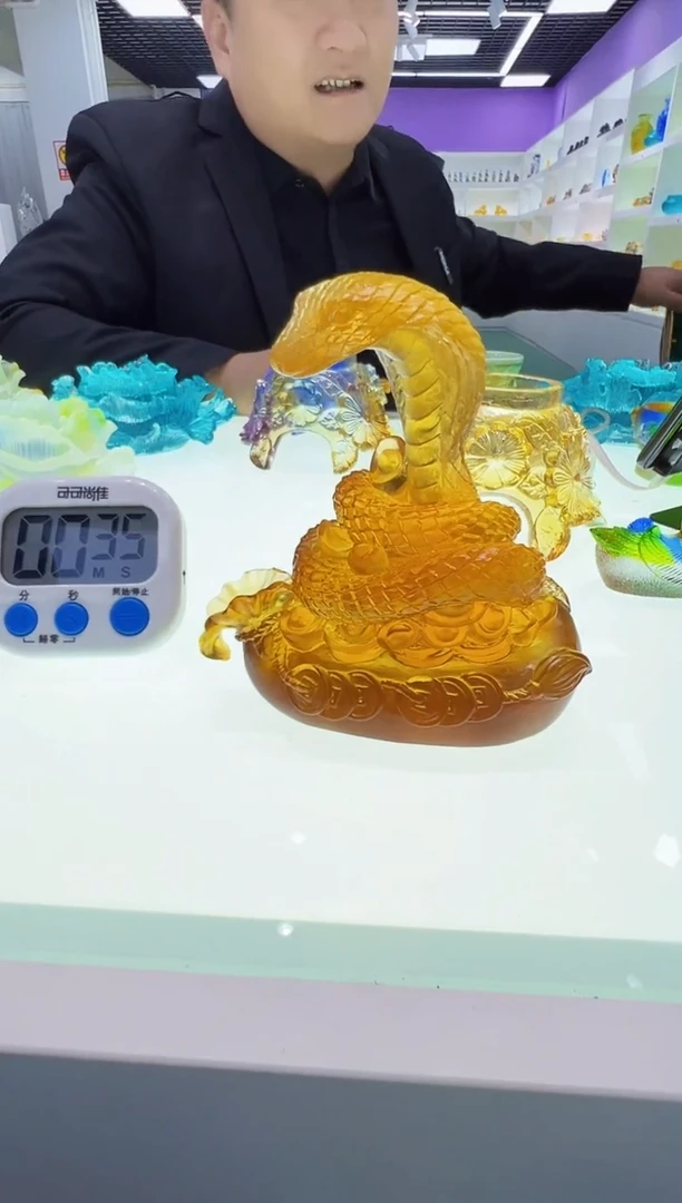 【闪购商品】泥塑古法琉璃生肖蛇摆件