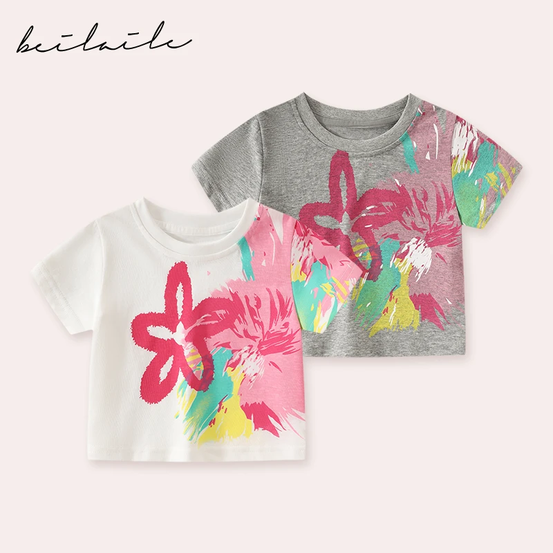 【印花T恤 小乐妈咪】婴儿装男女童短袖条纹T恤夏装宝宝夏季E16