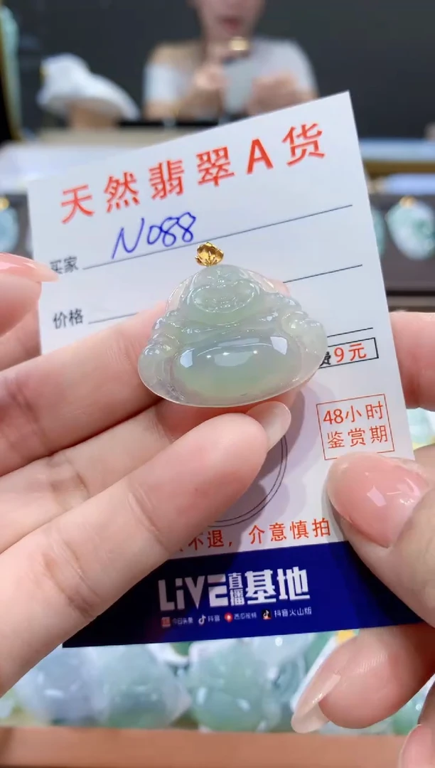 颈饰18K金镶嵌翡翠天然翡翠A货挂件