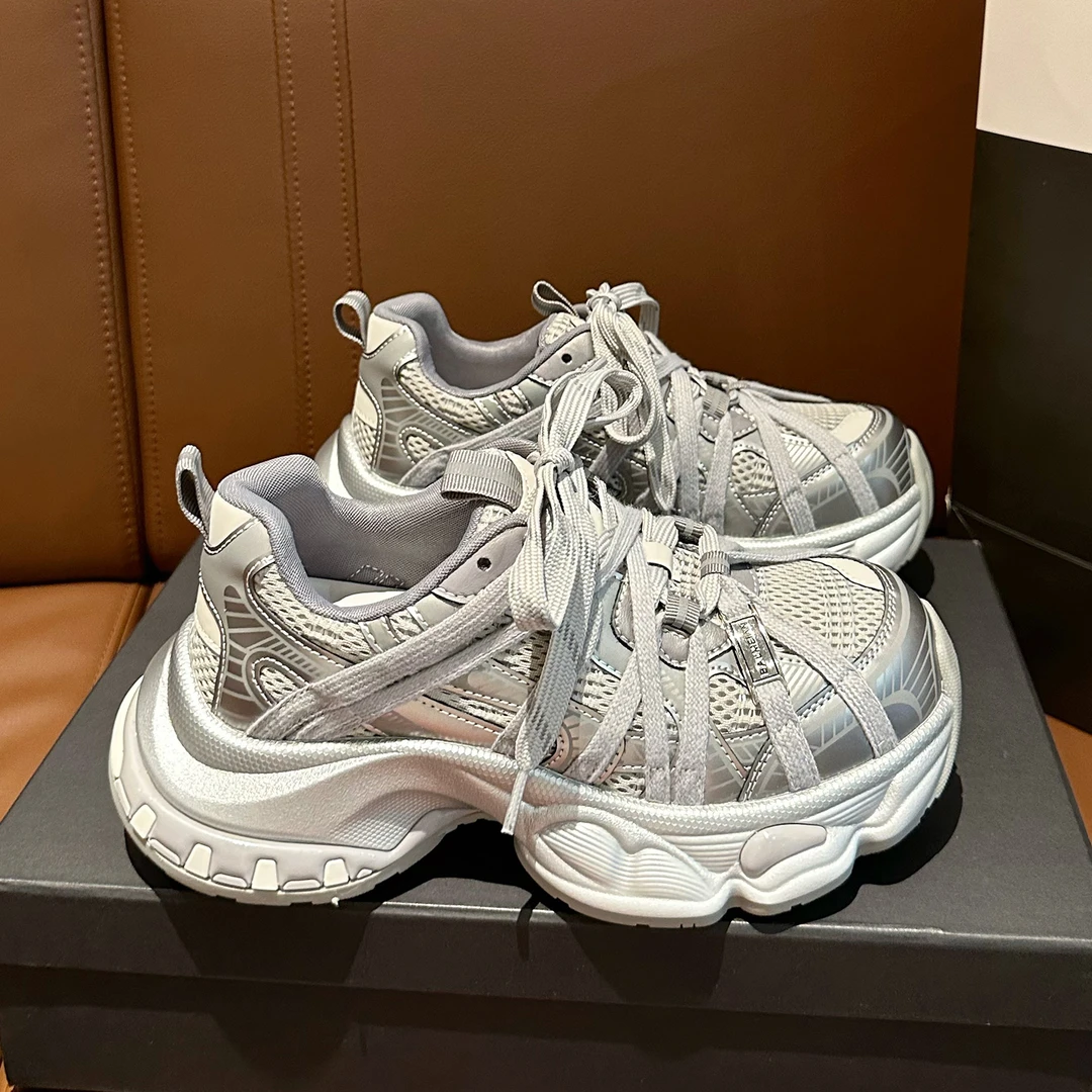 厚底老爹鞋女2025秋季新款增高网面轻便软底百搭休闲运动鞋ins潮