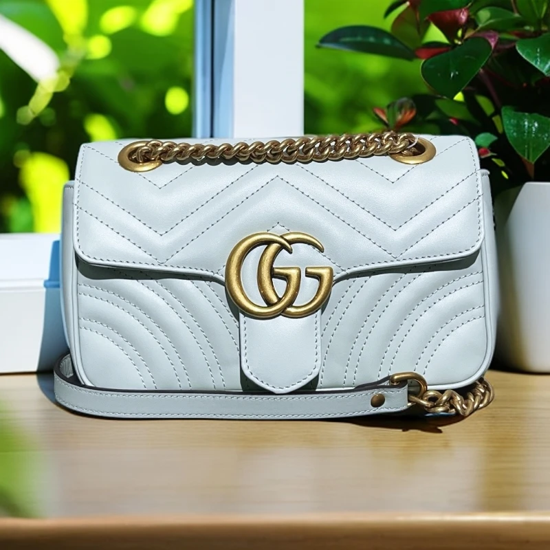 95新 GUCCI/古驰 白色马蒙单肩包  1758 7020