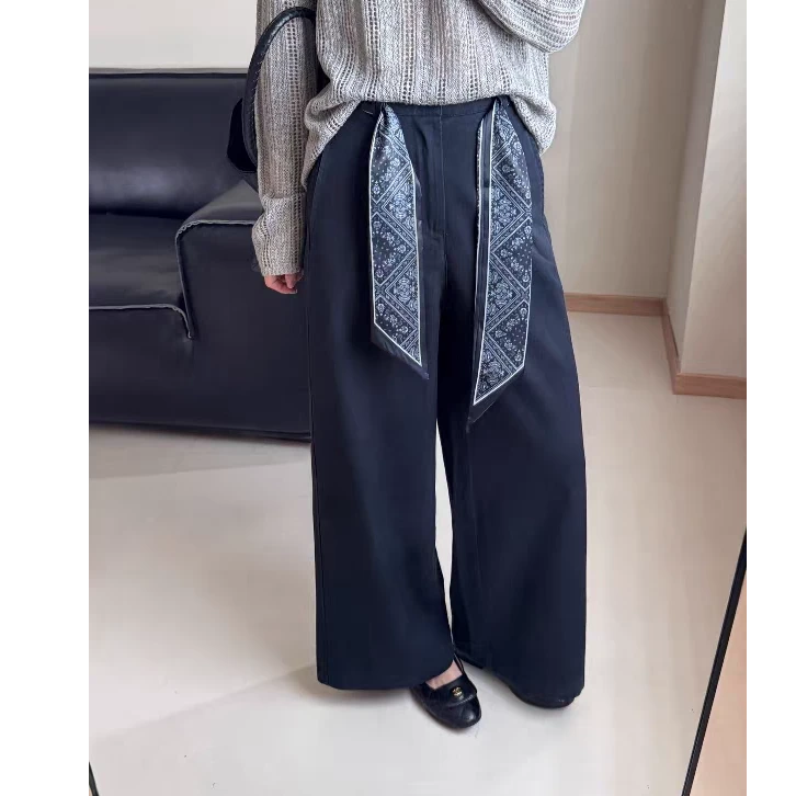2209（送丝带）阔腿九分裤女早秋新款欧货时尚简约显瘦直筒休闲裤潮
