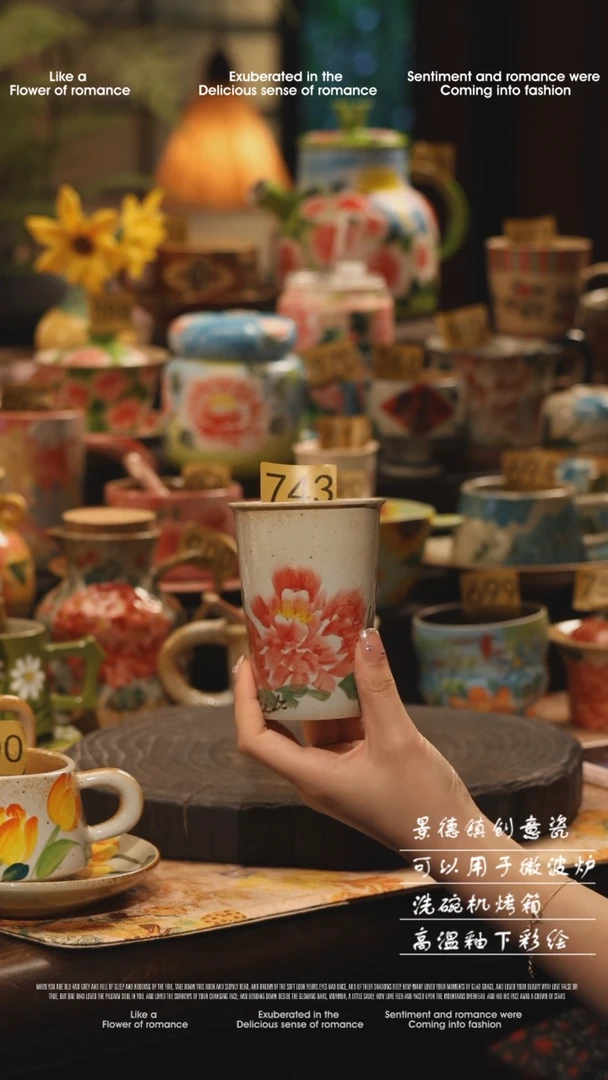 陶瓷743景德镇高温釉下彩绘设计师款式