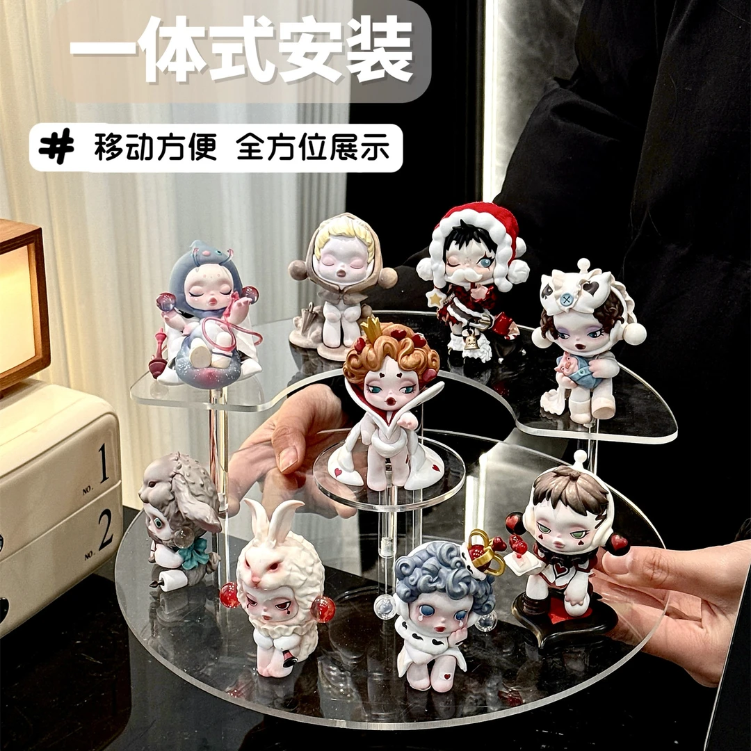 透明亚克力盲盒展示架平日奇境泡泡玛特收纳盒阶梯玩偶手办置物架