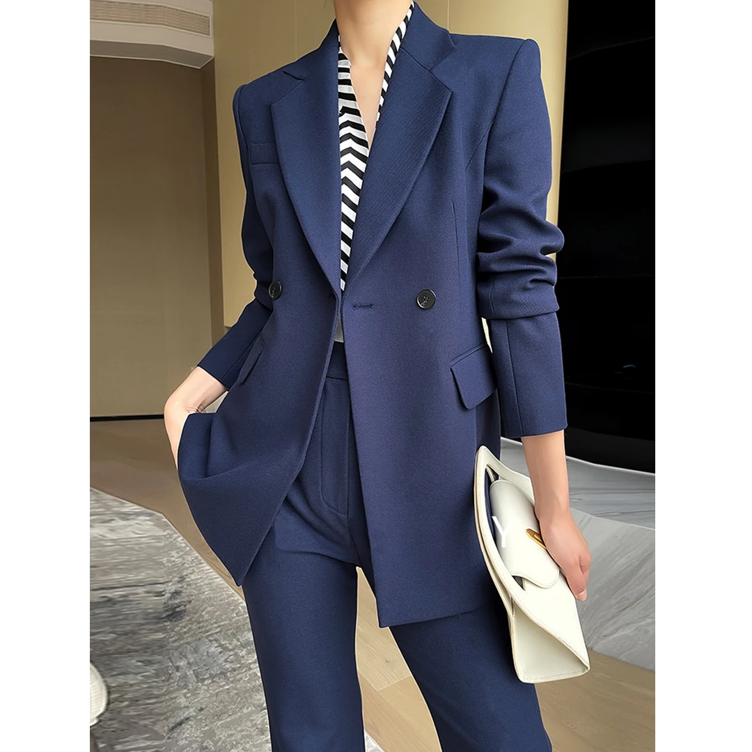 女装西装外套胖妹M西服工作服小众主持人职业西服喇叭裤两件套