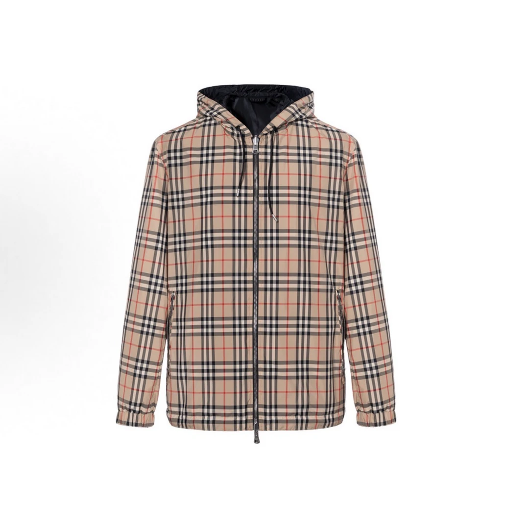 未使用 BURBERRY/博柏利 经典双面格纹拉链连帽夹克 wx