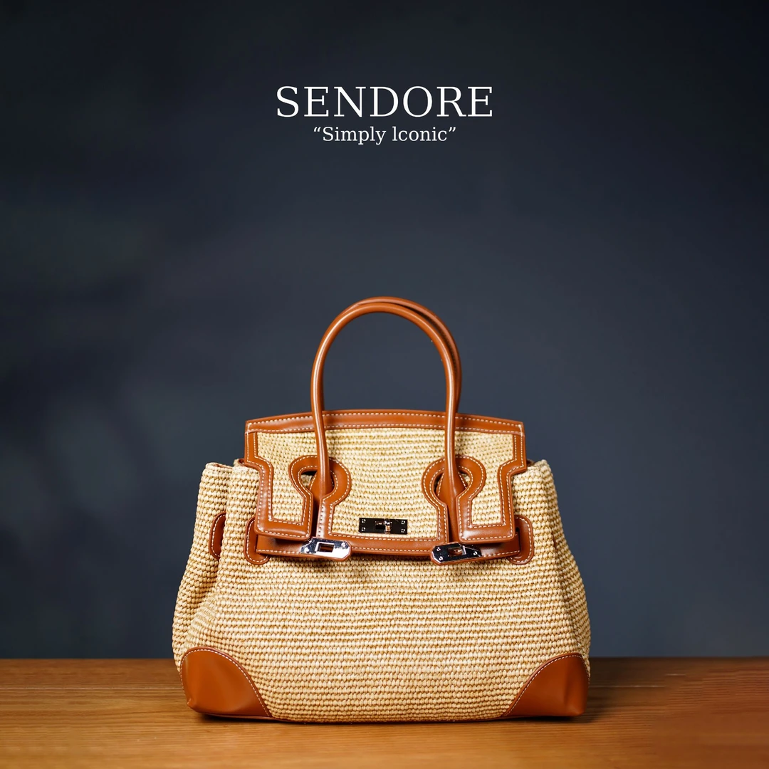 SENDORE 森岛/凯莉包 夏日拉菲草气质轻奢百搭潮流单肩凯莉包