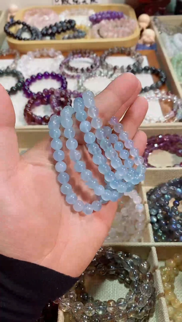 【闪购商品】水晶手链未镶嵌海蓝宝8m+ (多样性发其一）