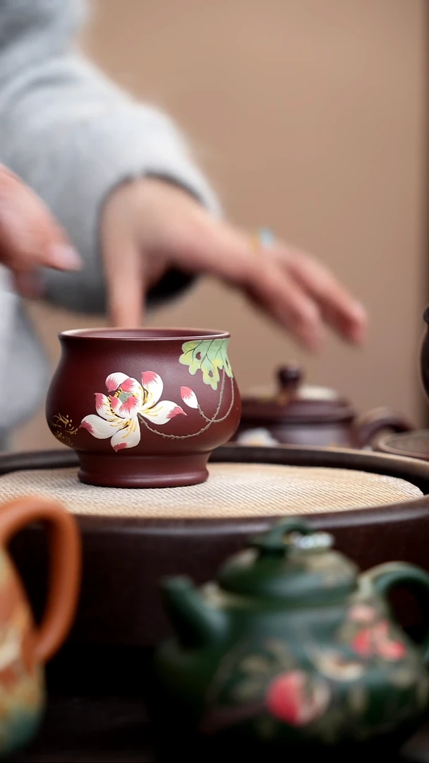 茶壶紫砂紫泥荷花将军杯