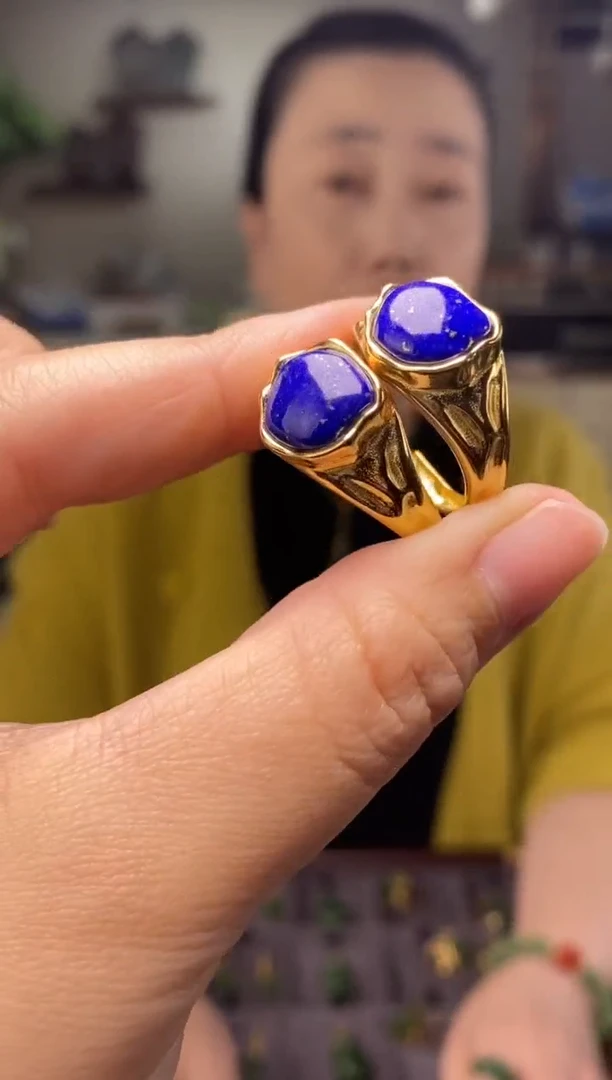 银S925镶嵌青金石戒指多样性发货发其一